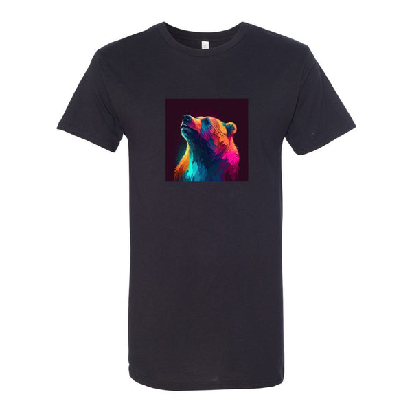 BELLA CANVAS MEN'S LONG BODY URBAN TEE 3006 Light neon style art portrait of a bear